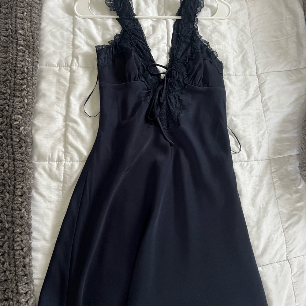 Navy Blue Lace Mini Dress